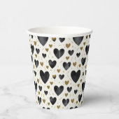 Midnight Onyx Hearts & Radiant Gold Sparkle Pappbecher (Rechts)