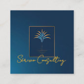 Midnight Palm Collection Luxus Navy Blue & Gold Quadratische Visitenkarte (Vorderseite)