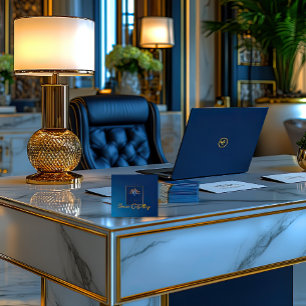 Midnight Palm Collection Luxus Navy Blue & Gold Quadratische Visitenkarte