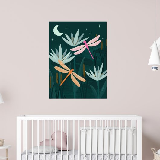 Midnight Pond Dragonflies Wall Art - Poster (Kinderzimmer 2)
