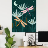 Midnight Pond Dragonflies Wall Art - Poster (Heimbüro)