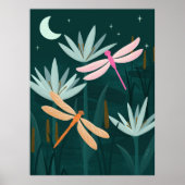 Midnight Pond Dragonflies Wall Art - Poster (Vorne)