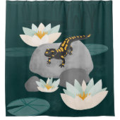 Midnight Pond Fire Salamander Duschvorhang (Vorderseite)