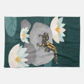 Midnight Pond Fire Salamander Geschirrtuch (Horizontal)