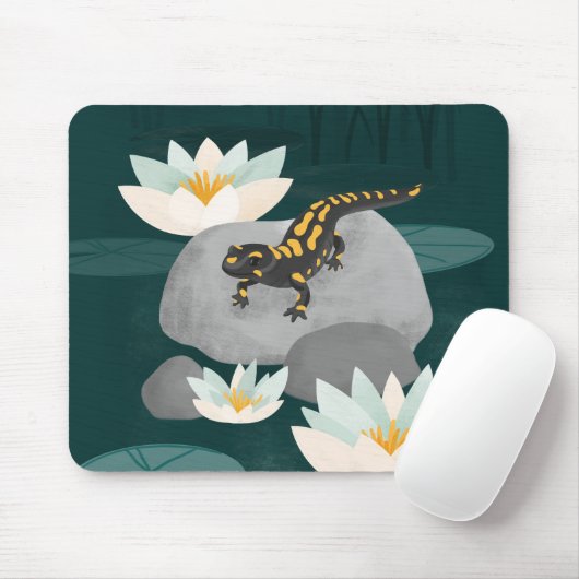Midnight Pond Fire Salamander Mousepad (Mit Mouse)