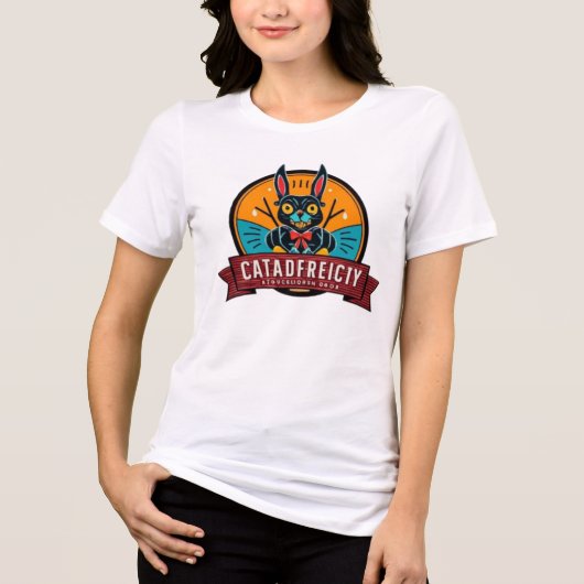 Midnight-Rabbit-Emblem – Retro-Bold-Maskottchen-T- Tri-Blend Shirt (Vorderseite)