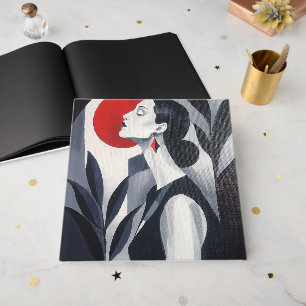 Midnight Radiance Art Deco Frauenporträt Hardcover Gästebuch