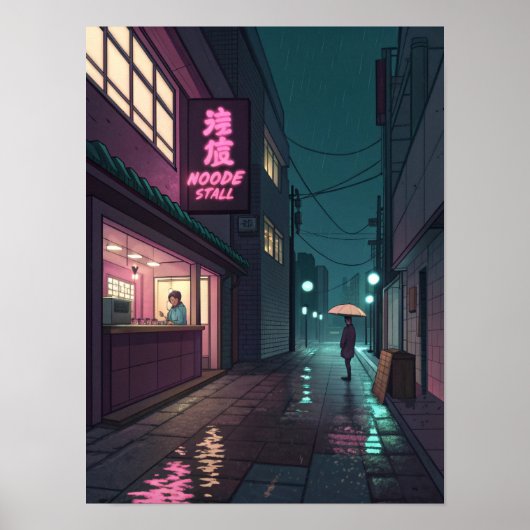 Midnight Ramen Lo-Fi Cityscape Poster (Vorne)