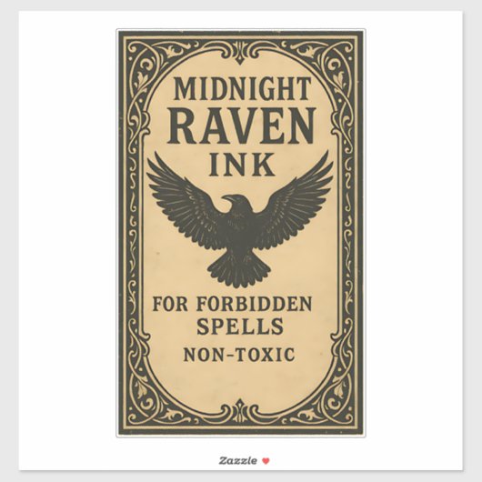 Midnight Raven Tinte - Halloween Apotheke Etikett (Blatt)