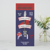 Midnight Riot Rock ’n’ Roll Wedding Ticket Einladung (Stehend Vorderseite)