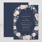 Midnight Rose Blush Petal Hochzeit Einladung (Vorne/Hinten)