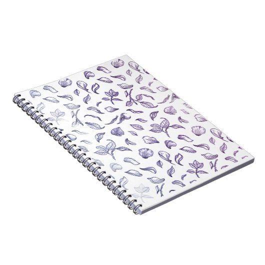 Midnight Rose Petals: Modern Line Art Notebook Notizblock (Rechte Seite)