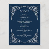 Midnight Serenity Navy and Silver Wedding Menu Begleitkarte (Vorderseite)