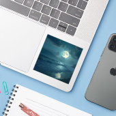 Midnight Shore - Square Vinyl Aufkleber (Laptop mit iPhone)