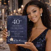 Midnight Silver 40th Glow Invitation Einladung