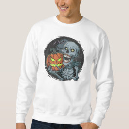 Midnight Skeleton with Pumpkin Glow Sweatshirt