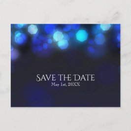 Midnight Sky Blue Lights Wedding Save the Date Ankündigungspostkarte