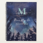 MIdnight Sky Forest Individuelle Name Monogram Planer (Vorderseite)
