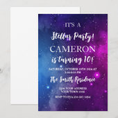 Midnight Sky & Shining Stars Galaxy Birthday Party Einladung (Vorne/Hinten)