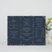 Midnight Sky Twinkle Star Tri Fold Wedding Program (Stehend Vorderseite)