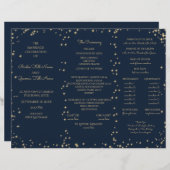 Midnight Sky Twinkle Star Tri Fold Wedding Program (Vorne/Hinten)