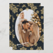 Midnight Snowflakes Photo Holiday Card Feiertagskarte (Vorne/Hinten)