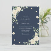 Midnight Soft Cream Bloom Hochzeit Einladung (Stehend Vorderseite)
