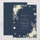 Midnight Soft Cream Bloom Hochzeit Einladung (Vorne/Hinten)