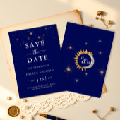 Midnight Stars Monogram Navy Blue Wedding Save The Date