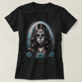 Midnight Sugar Skull Women's Tee - Blue & Teal (Design vorne)