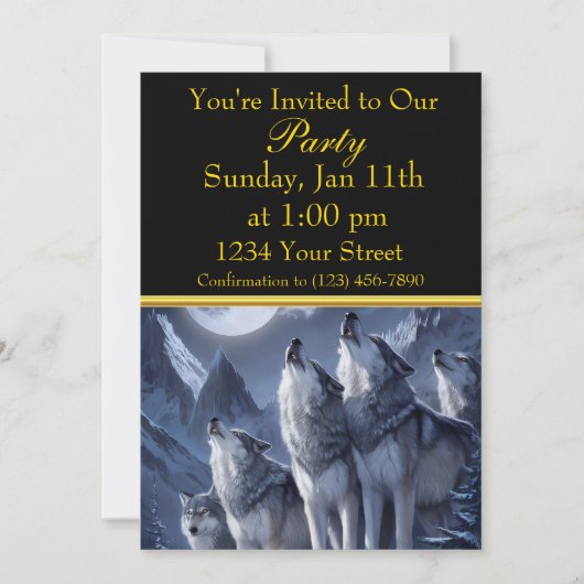 Midnight Summit Wolves Trio Einladung (Vorderseite)