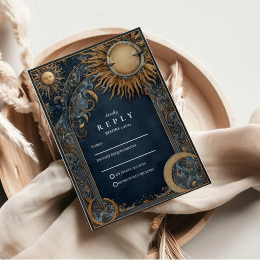 Midnight Sun Celestial Wedding RSVP Karte