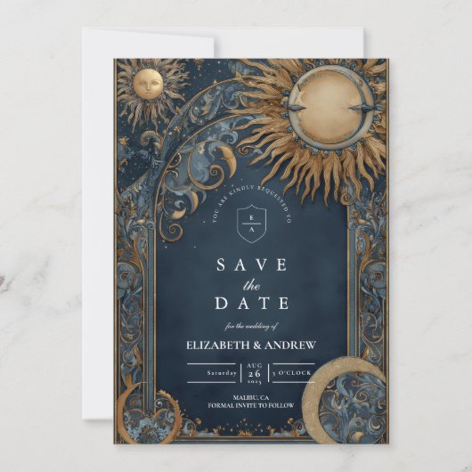 Midnight Sun Celestial Wedding Save The Date (Vorderseite)