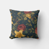 Midnight Victorian Floral – Yellow Lilies & Roses  Kissen (Vorderseite)