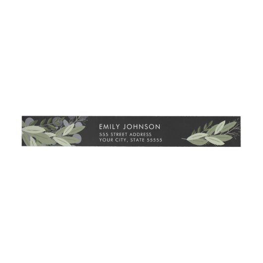 Midnight Wedding Sprigs Return Address Label (Person)