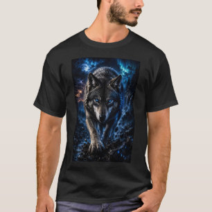 Midnight Wolf Fantasy-Wildtier-Wandkunst T-Shirt