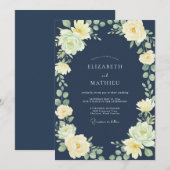 Midnight Yellow Petal Hochzeit Einladung (Vorne/Hinten)