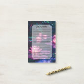 Midnight Zen Nature Pink Lotus Pond Post-it Klebezettel (Auf Schreibtisch)