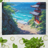 Midori to Umi no Michi  Geschirrtuch (Gefaltet)