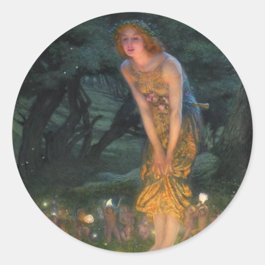 Midsommer Eve c. 1908 von Edward Robert Hughes Runder Aufkleber (Vorderseite)