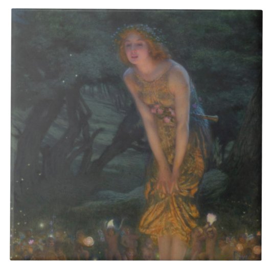Midsommer Eve (von Edward Robert Hughes) Fliese (Vorderseite)