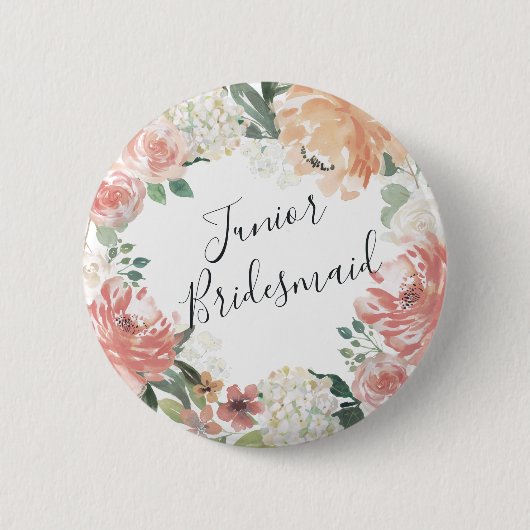 Midsommer Floral Junior Bridesmaid Button (Vorderseite)