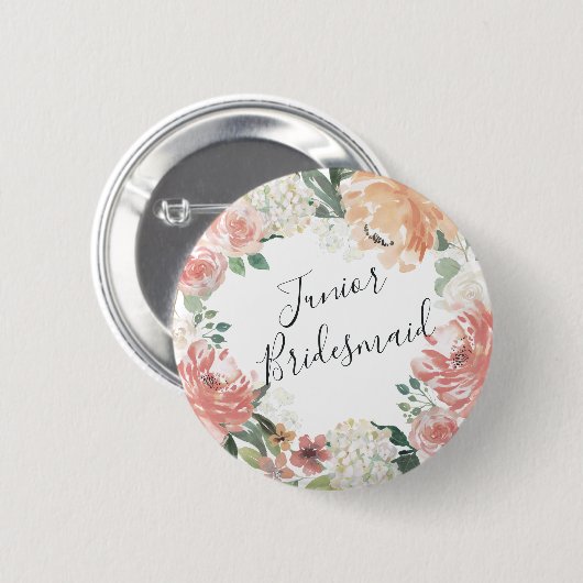 Midsommer Floral Junior Bridesmaid Button (Vorne & Hinten)