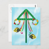 Midsommer Ladybug Maypole Postkarte (Vorne/Hinten)