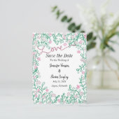 MidSummer Wedding Save the Date Floral Postcard Postkarte (Stehend Vorderseite)