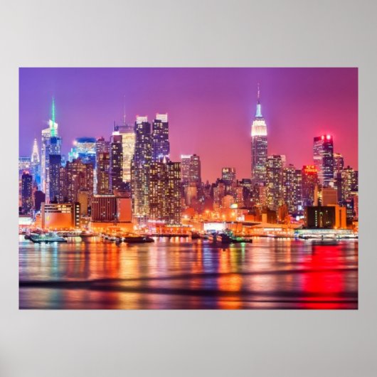 Midtown Manhattan in der Nacht mit Empire Stae Poster (Vorne)