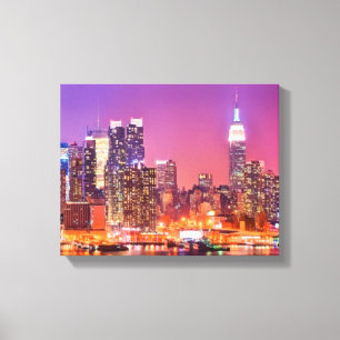Midtown Manhattan nachts mit Reich Stae Leinwanddruck