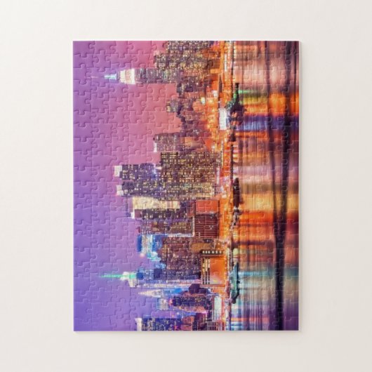 Midtown Manhattan nachts mit Reich Stae Puzzle (Vertikal)
