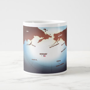 Midway-Insel im Vintage-Stil WW2-Karte Jumbo-Tasse