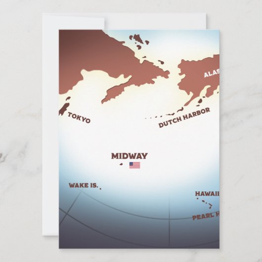 Midway Island Vintager Stil WW2-Karte (Vorderseite)